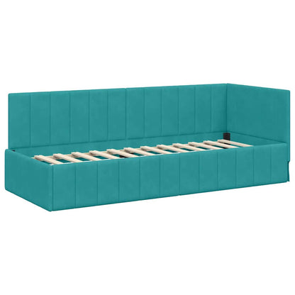 Struttura Letto Angolare con Materasso 2 pcs Turchese Velluto | homemem39