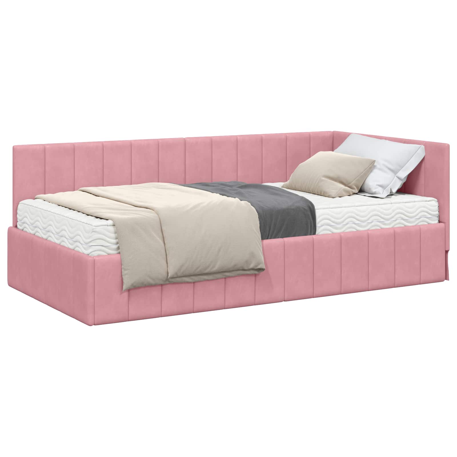 Struttura Letto Angolare con Materasso 2 pcs Grigio Velluto | homemem39