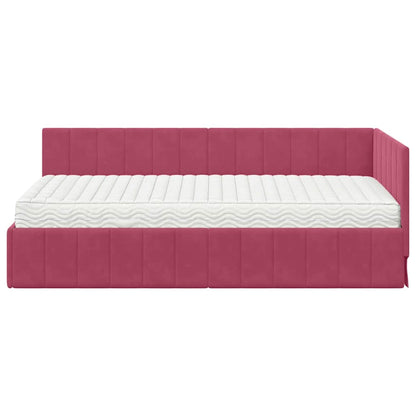 Struttura Letto Angolare con Materasso 2 pcs Verde Velluto