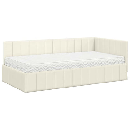 Struttura Letto Angolare con Materasso 2 pcs Crema Velluto | homemem39