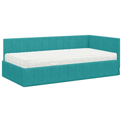 Struttura Letto Angolare con Materasso 2 pcs Turchese Velluto | homemem39