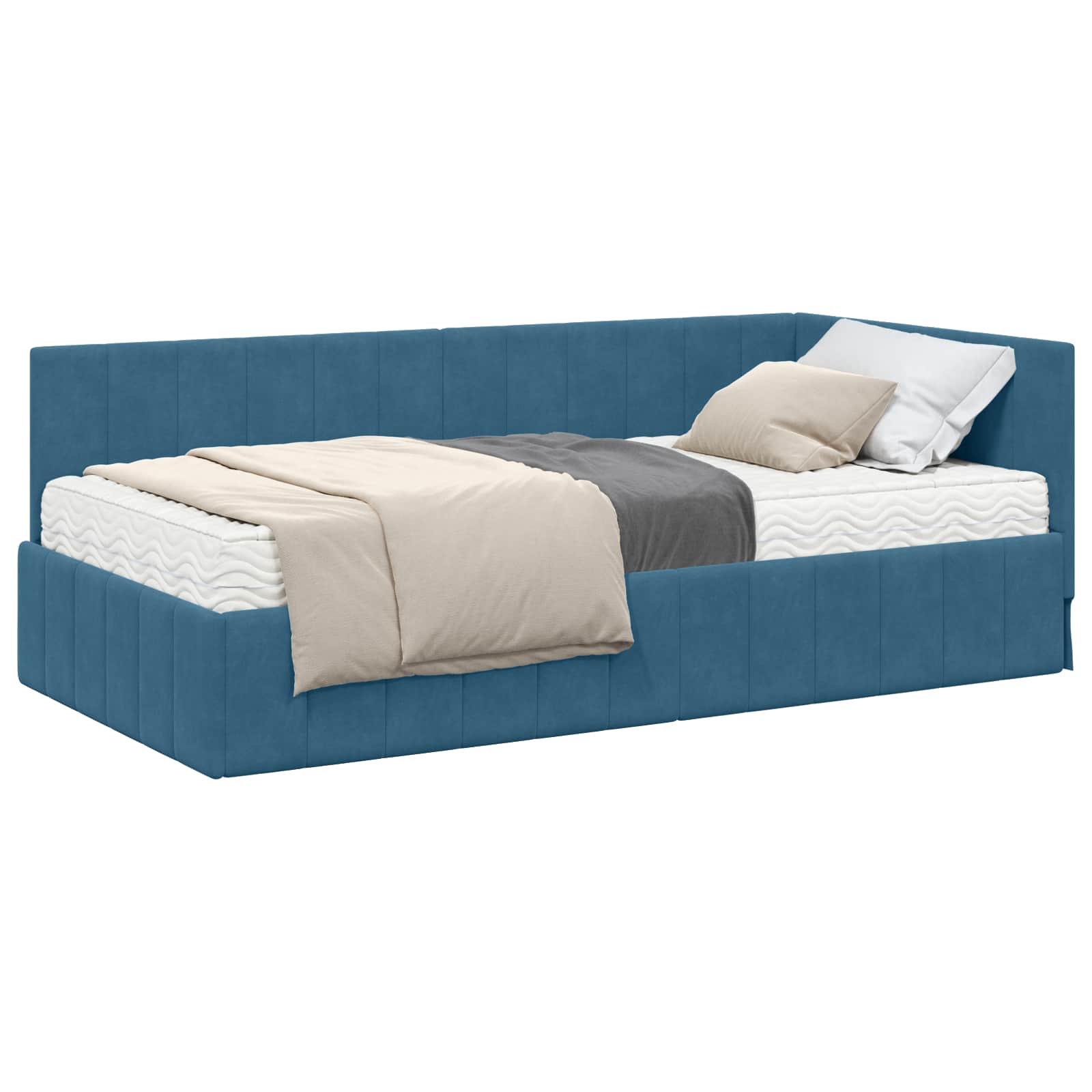 Struttura Letto Angolare con Materasso 2 pcs Blu Velluto | homemem39