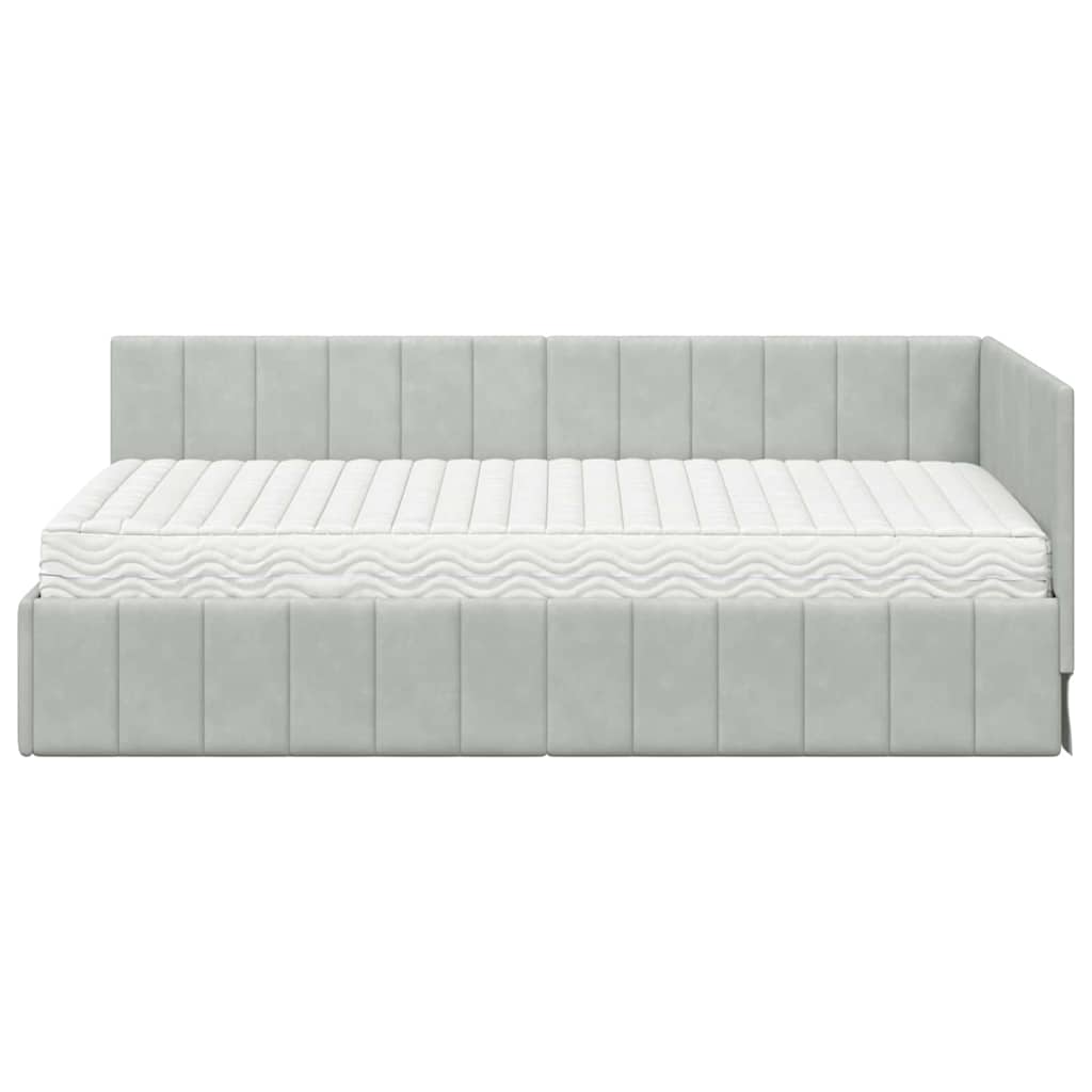 Struttura Letto Angolare con Materasso 2 pcs Grigio chiaro | homemem39