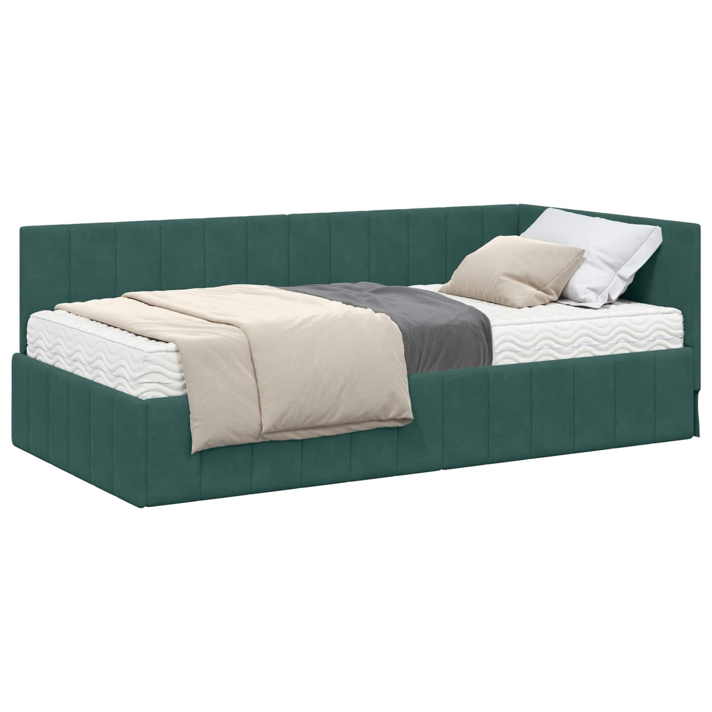 Struttura Letto Angolare con Materasso 2 pcs Verde Velluto