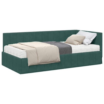 Struttura Letto Angolare con Materasso 2 pcs Verde Velluto