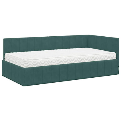 Struttura Letto Angolare con Materasso 2 pcs Verde Velluto