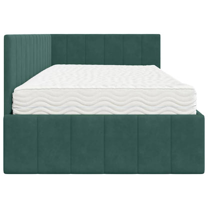 Struttura Letto Angolare con Materasso 2 pcs Verde Velluto