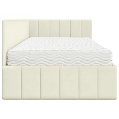 Struttura Letto Angolare con Materasso 2 pcs Crema Velluto | homemem39