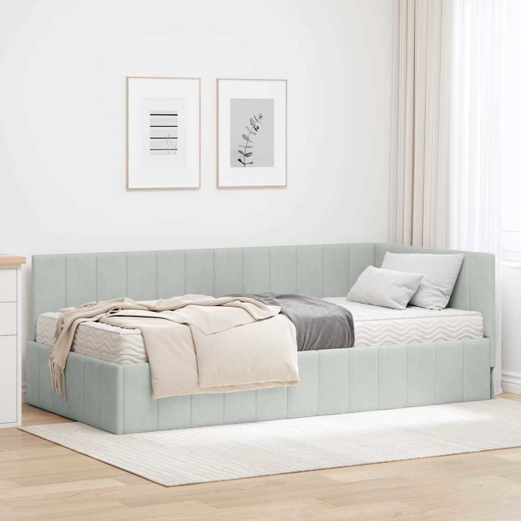 Struttura Letto Angolare con Materasso 2 pcs Grigio chiaro | homemem39