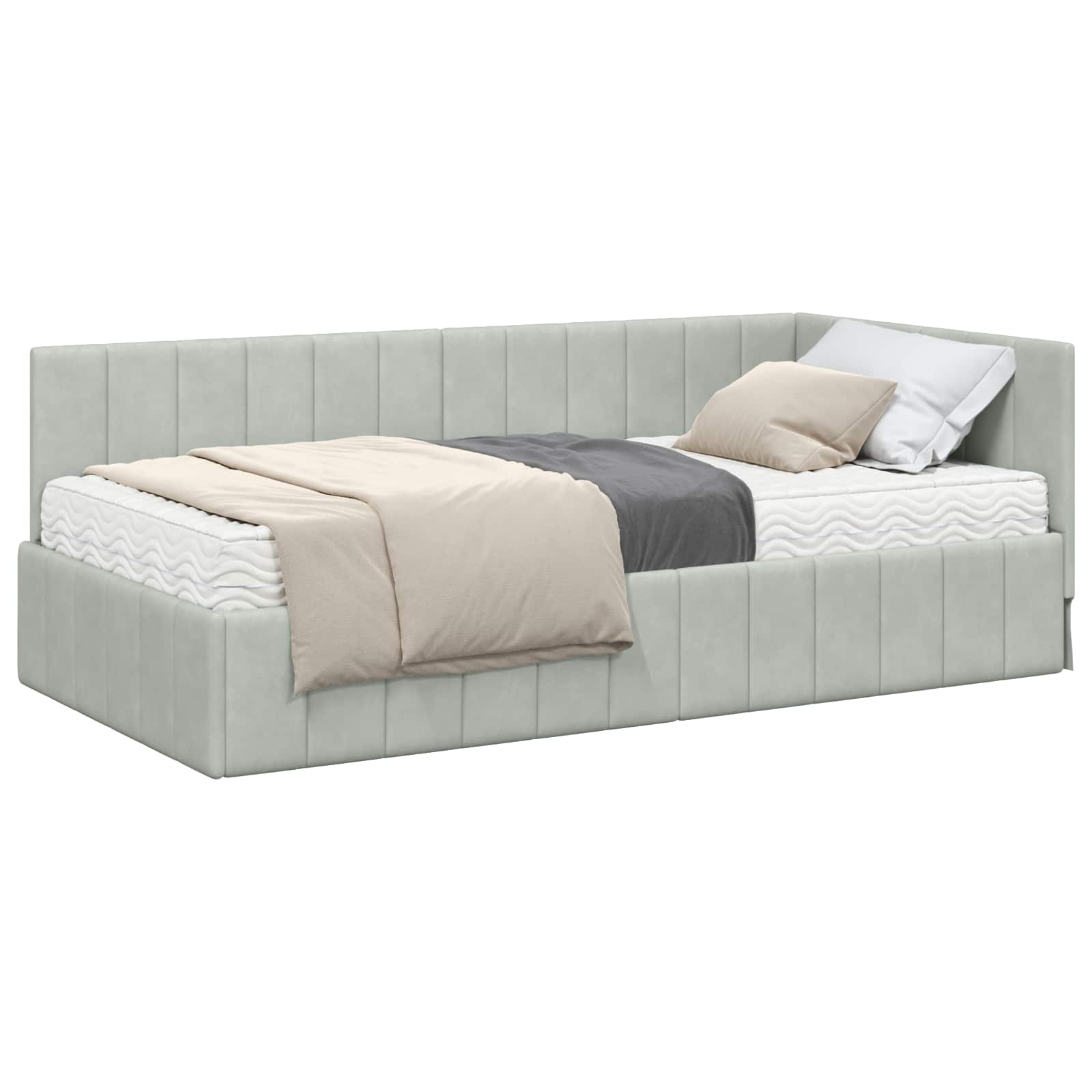 Struttura Letto Angolare con Materasso 2 pcs Grigio chiaro | homemem39