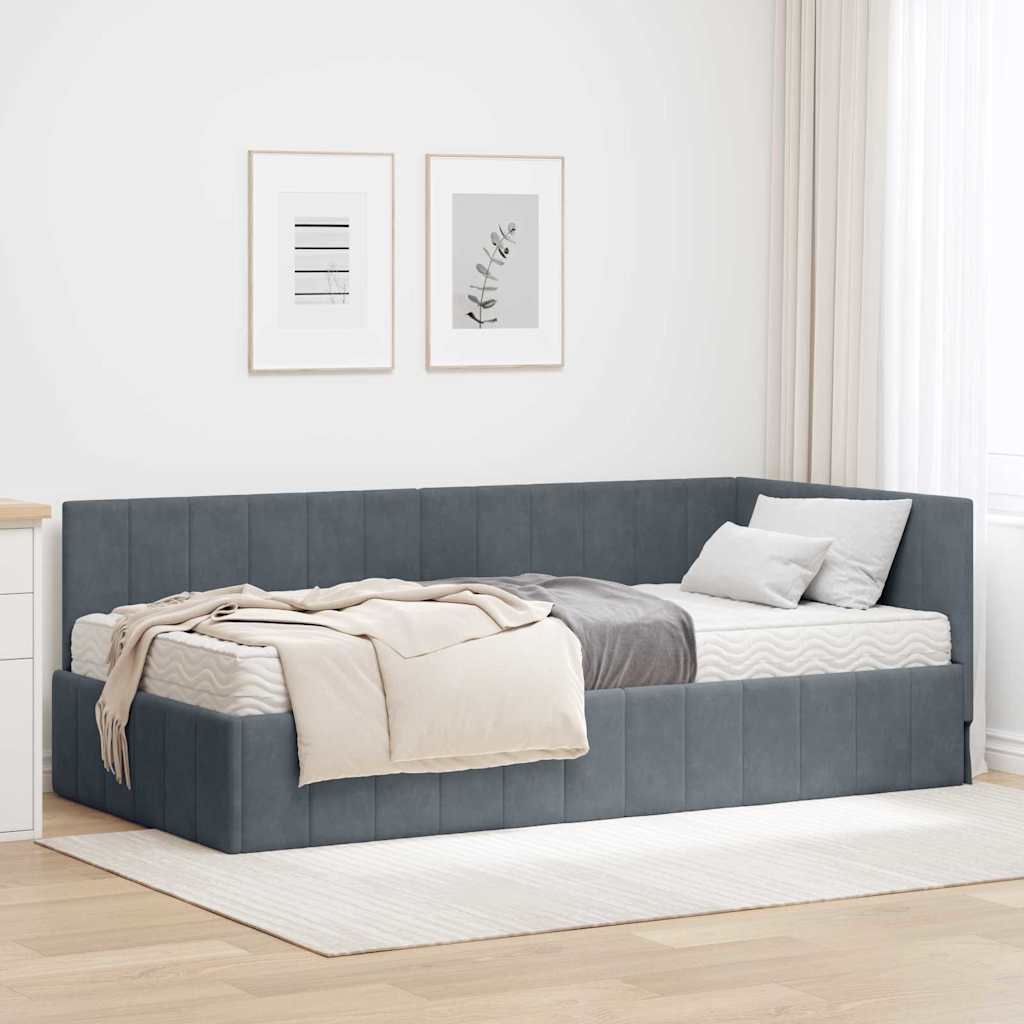 Struttura Letto Angolare con Materasso 2 pcs Grigio Velluto | homemem39