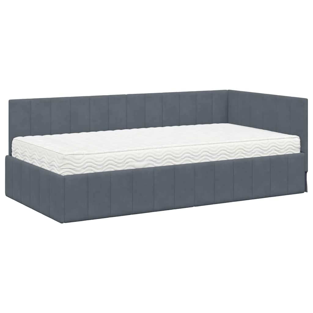 Struttura Letto Angolare con Materasso 2 pcs Grigio Velluto | homemem39