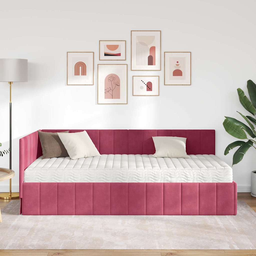 Struttura Letto Angolare con Materasso 2 pcs Verde Velluto | homemem39