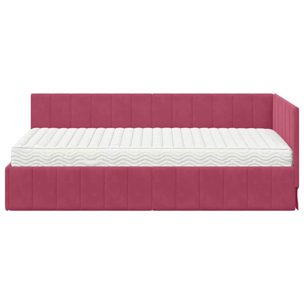 Struttura Letto Angolare con Materasso 2 pcs Verde Velluto | homemem39