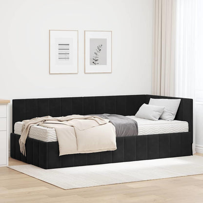 Struttura Letto Angolare con Materasso 2 pcs Nero Velluto | homemem39
