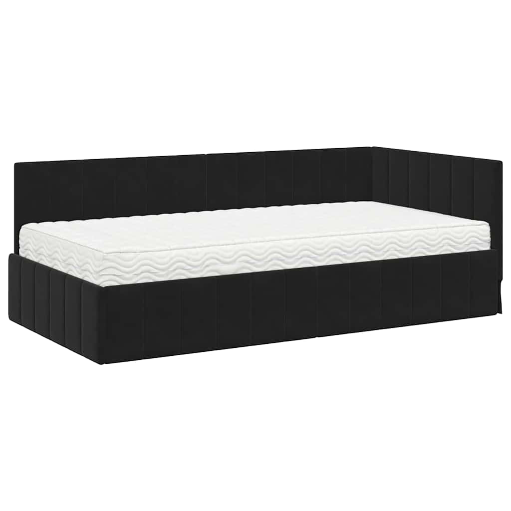 Struttura Letto Angolare con Materasso 2 pcs Nero Velluto | homemem39