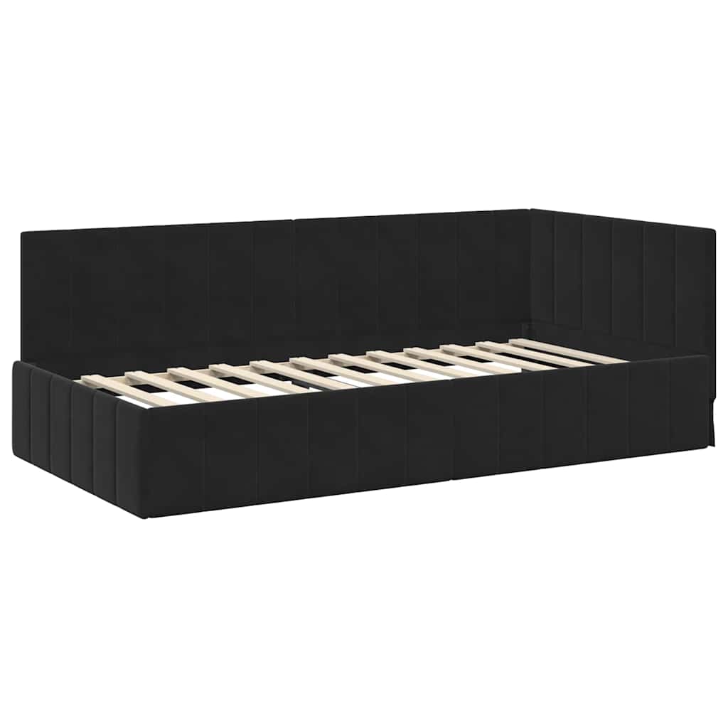 Struttura Letto Angolare con Materasso 2 pcs Nero Velluto | homemem39