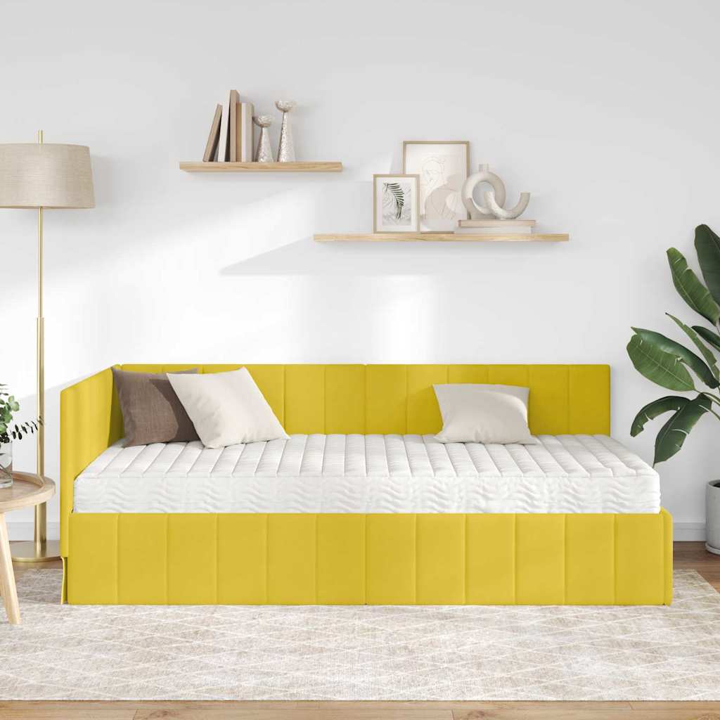 Struttura Letto Angolare con Materasso 2 pcs Giallo Velluto | homemem39