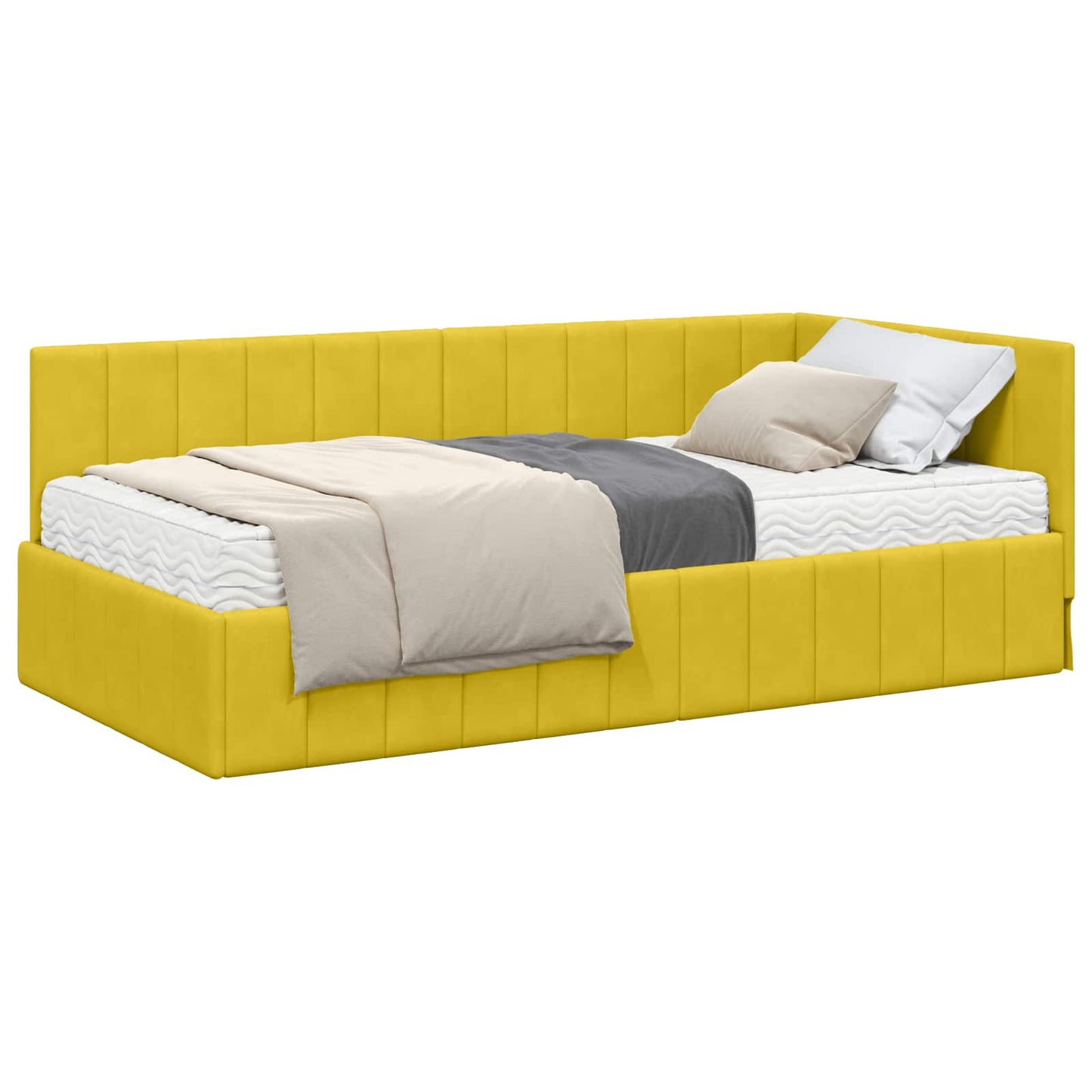 Struttura Letto Angolare con Materasso 2 pcs Giallo Velluto | homemem39