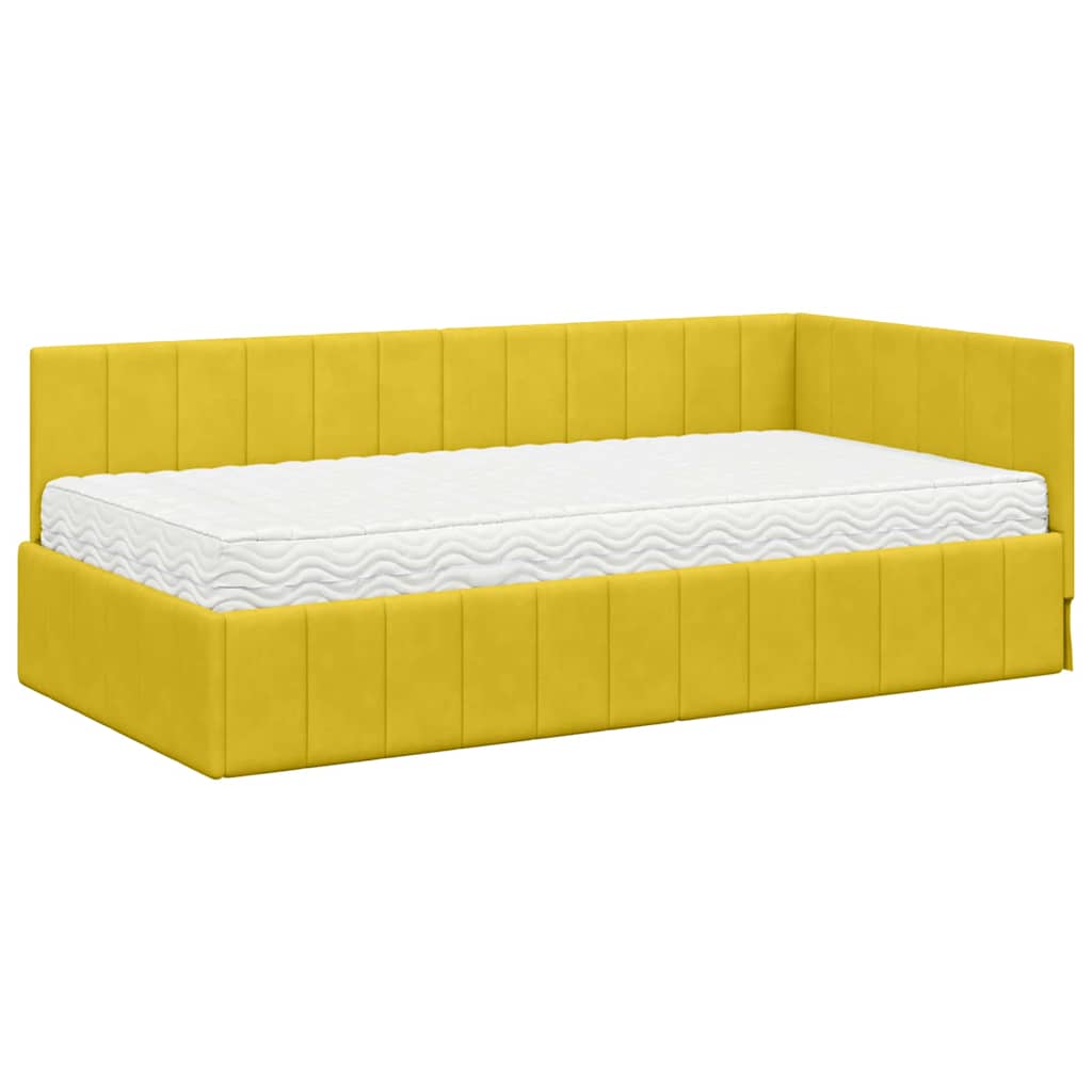 Struttura Letto Angolare con Materasso 2 pcs Giallo Velluto | homemem39
