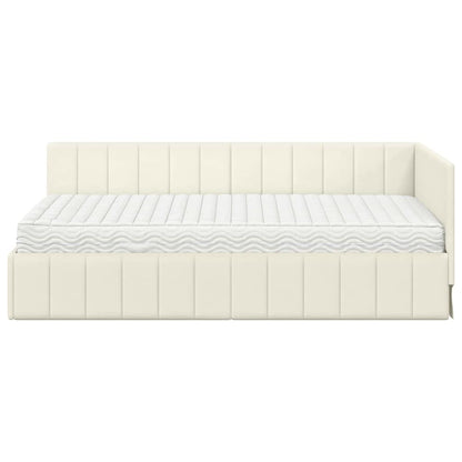 Struttura Letto Angolare con Materasso 2 pcs Crema Velluto