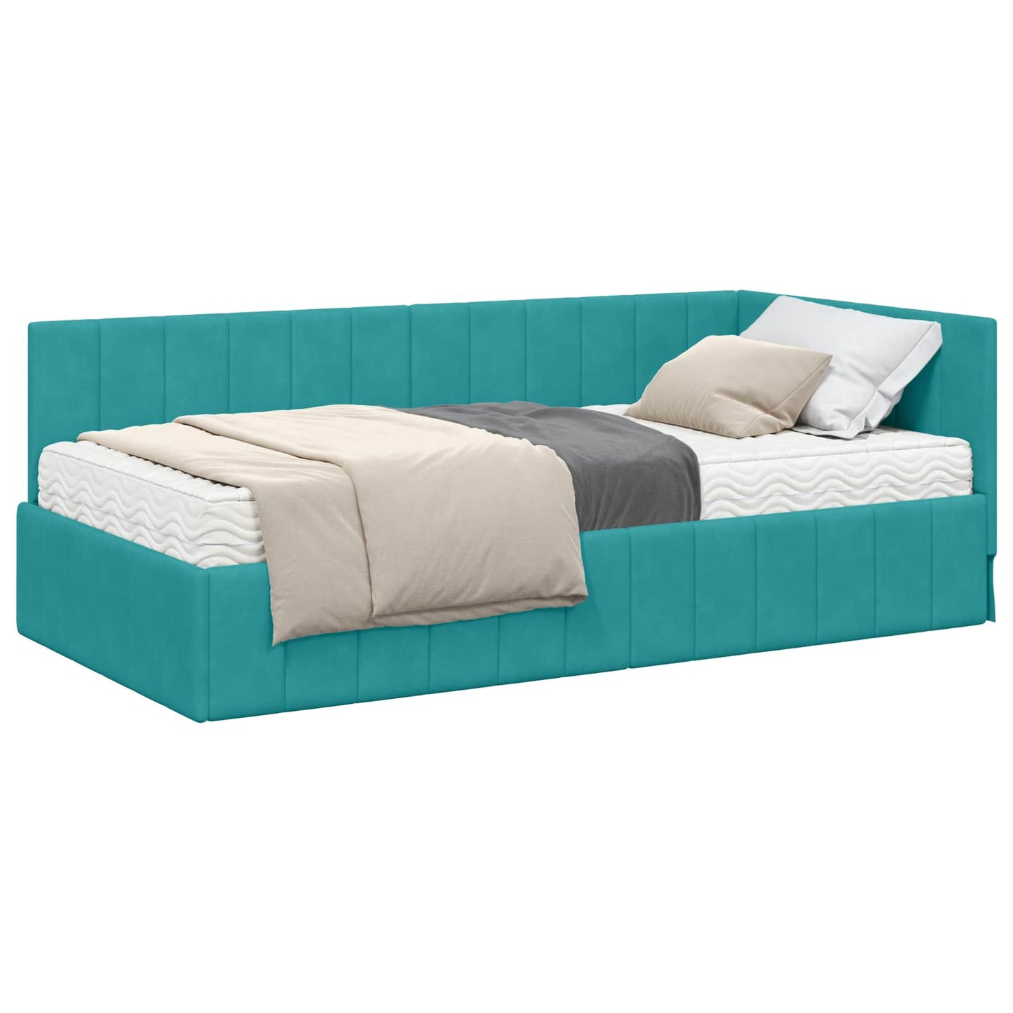 Struttura Letto Angolare con Materasso 2 pcs Turchese Velluto
