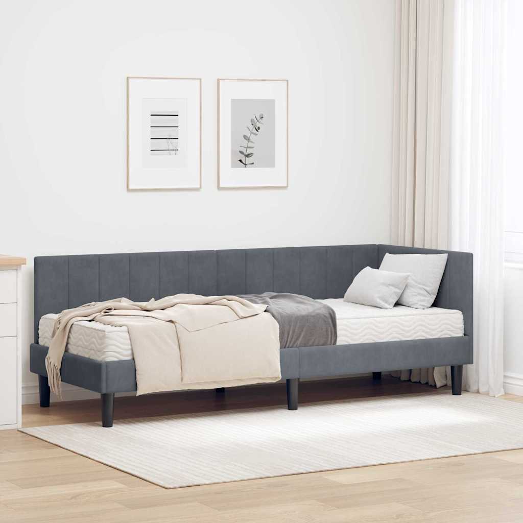 Struttura Letto Angolare con Materasso 2 pcs Grigio Velluto | homemem39