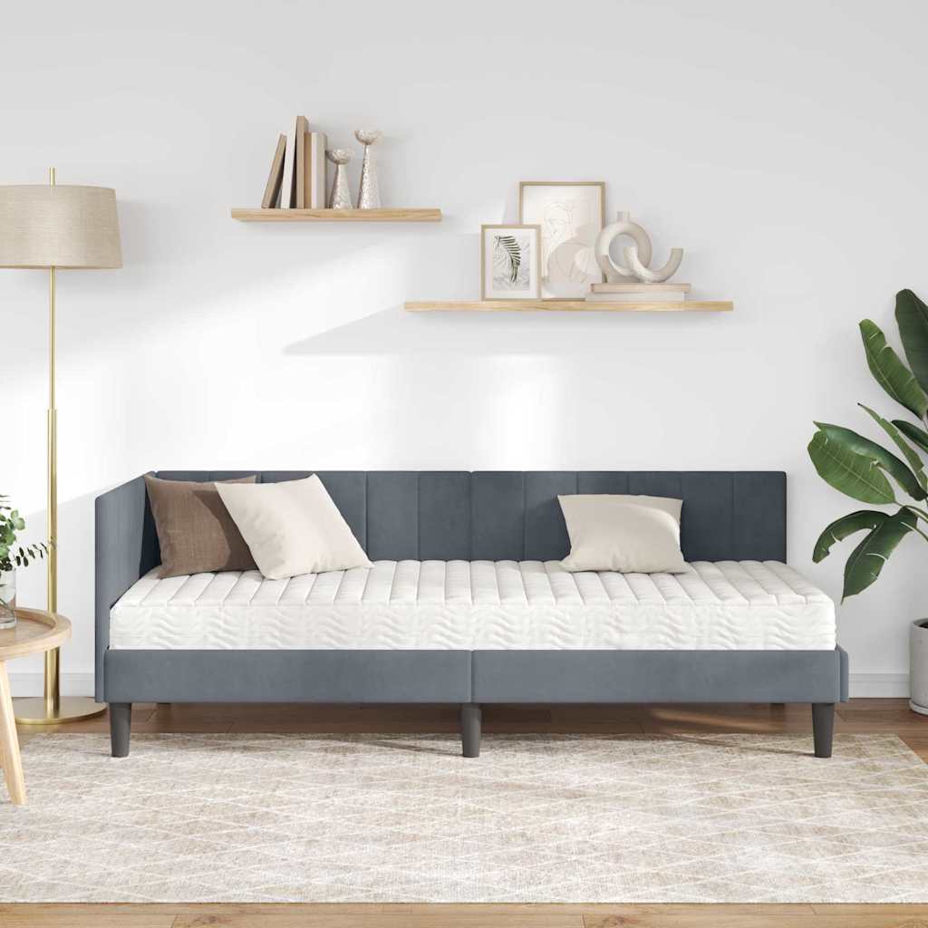 Struttura Letto Angolare con Materasso 2 pcs Grigio Velluto | homemem39