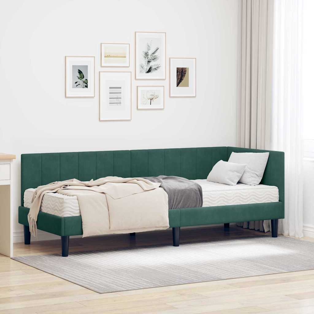 Struttura Letto Angolare con Materasso 2 pcs Verde Velluto | homemem39