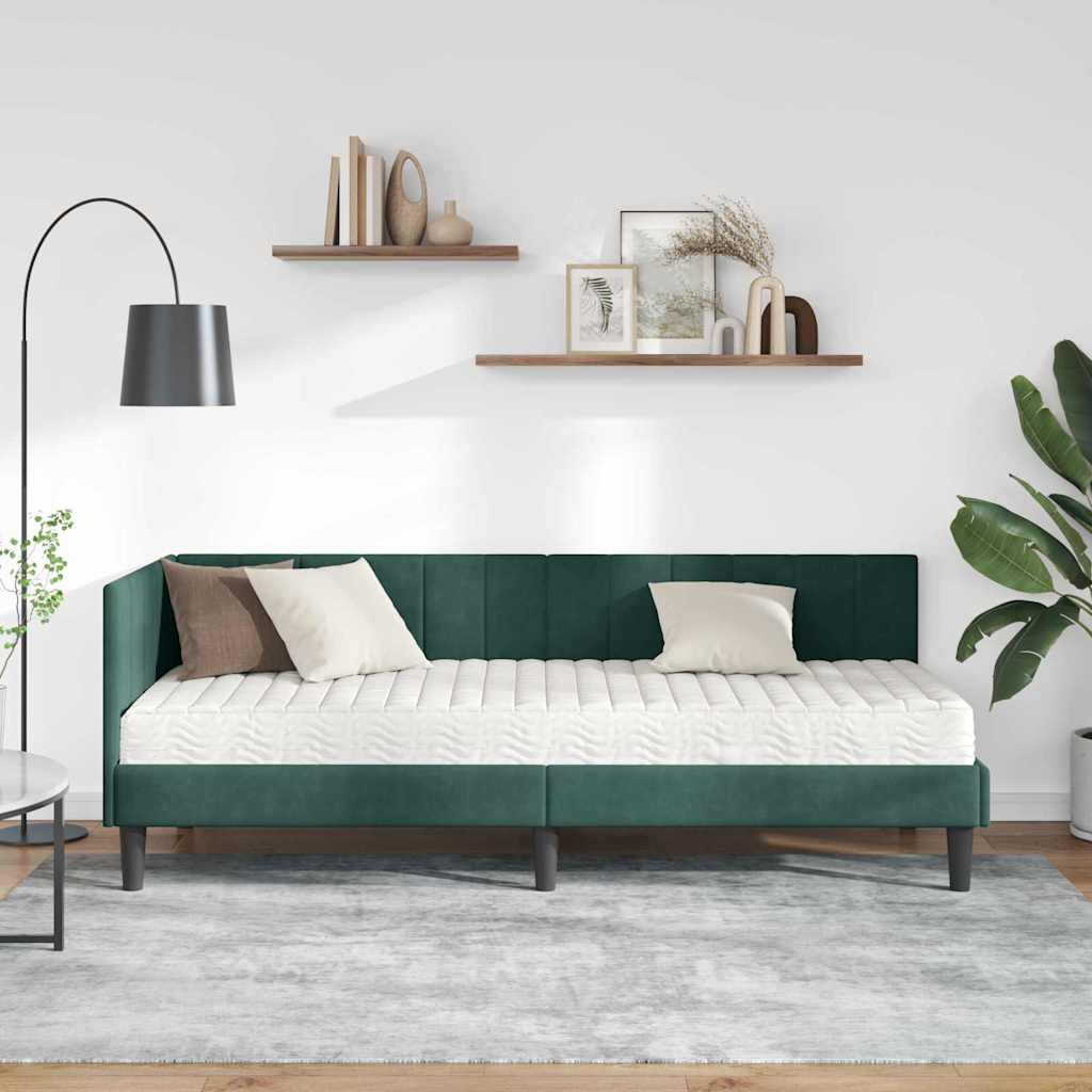 Struttura Letto Angolare con Materasso 2 pcs Verde Velluto | homemem39