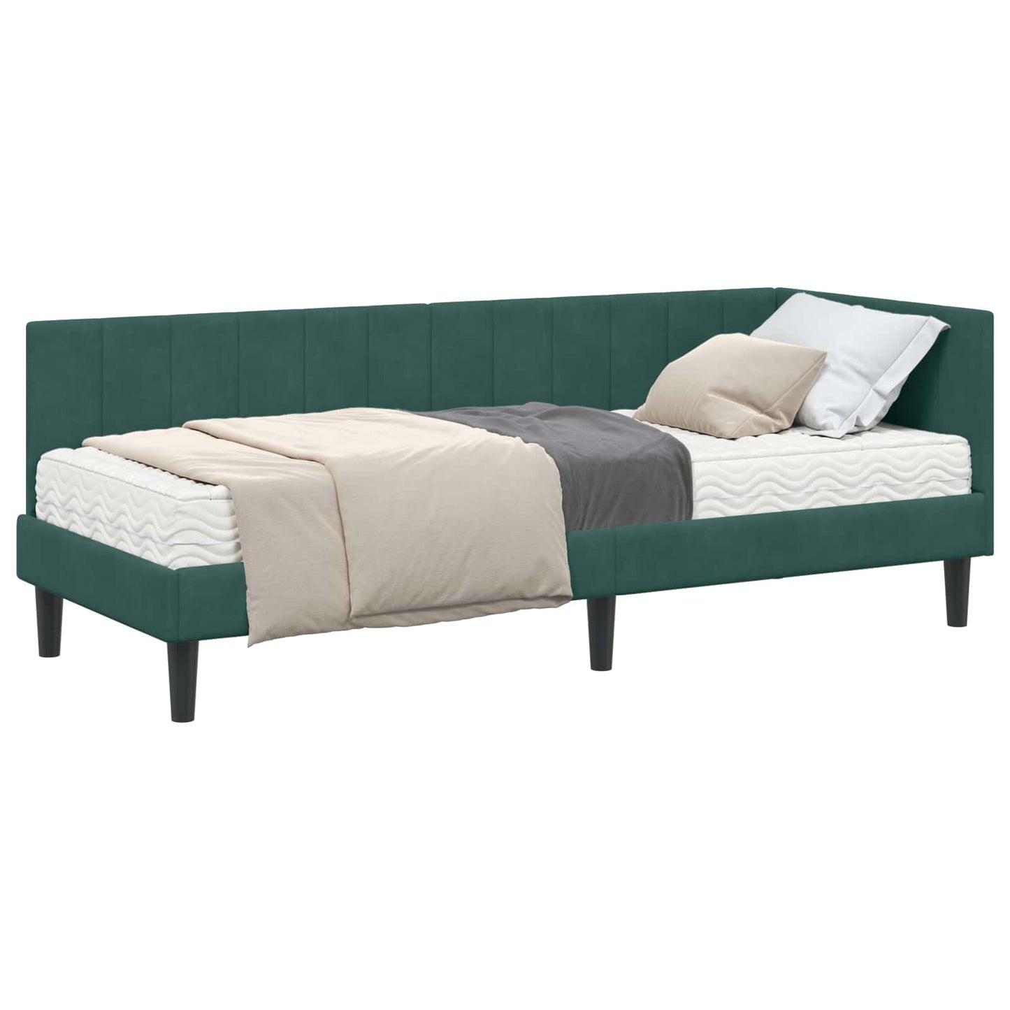 Struttura Letto Angolare con Materasso 2 pcs Verde Velluto