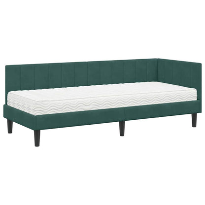 Struttura Letto Angolare con Materasso 2 pcs Verde Velluto
