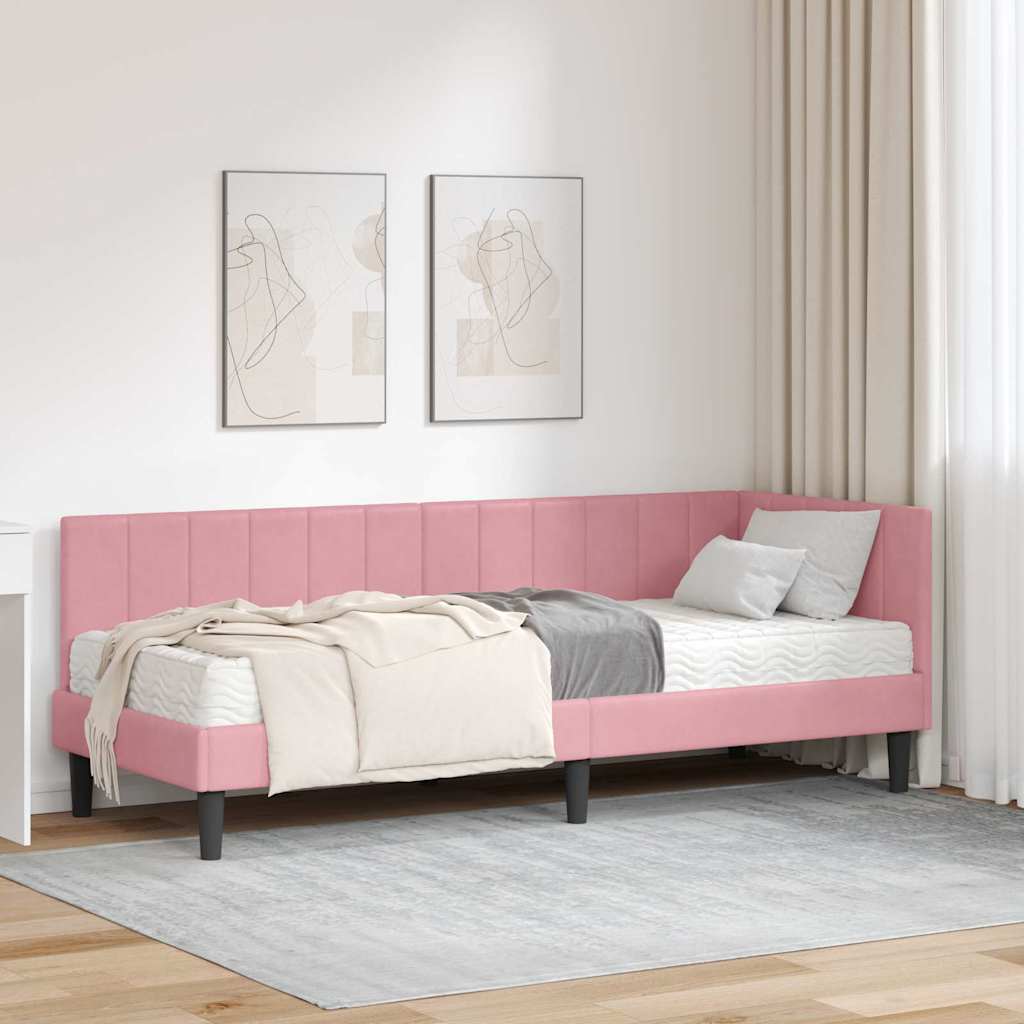 Struttura Letto Angolare con Materasso 2 pcs Grigio Velluto | homemem39