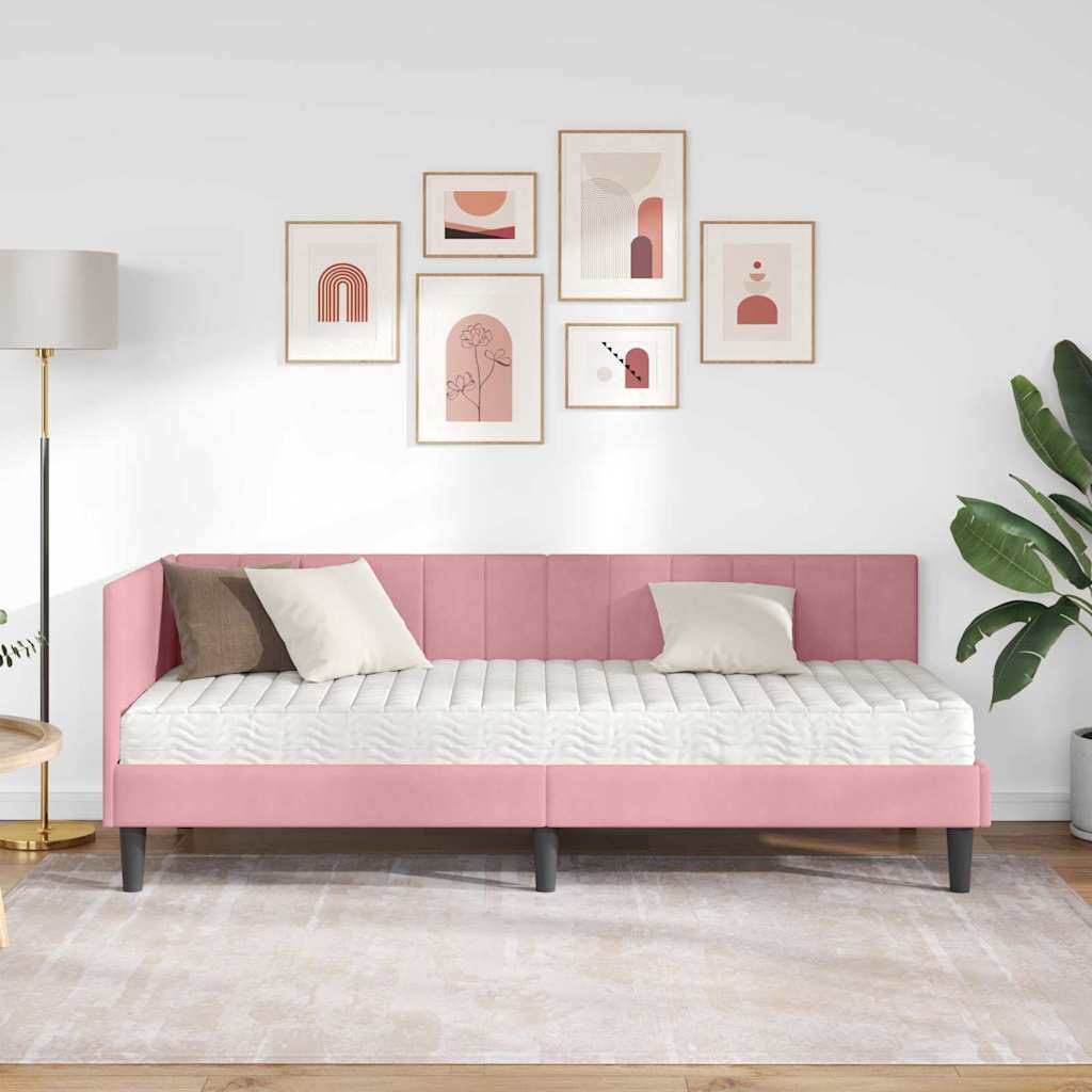 Struttura Letto Angolare con Materasso 2 pcs Grigio Velluto | homemem39