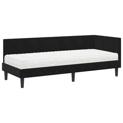 Struttura Letto Angolare con Materasso 2 pcs Nero Velluto | homemem39