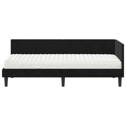 Struttura Letto Angolare con Materasso 2 pcs Nero Velluto | homemem39