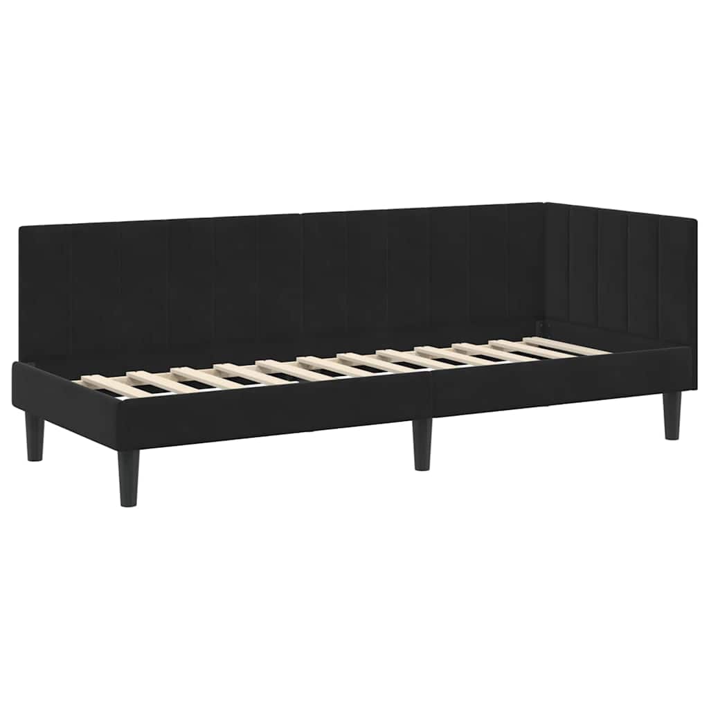 Struttura Letto Angolare con Materasso 2 pcs Nero Velluto | homemem39