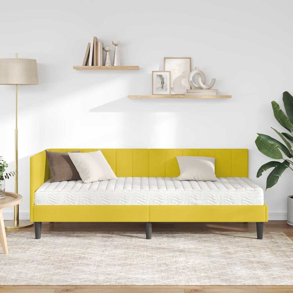 Struttura Letto Angolare con Materasso 2 pcs Giallo Velluto | homemem39