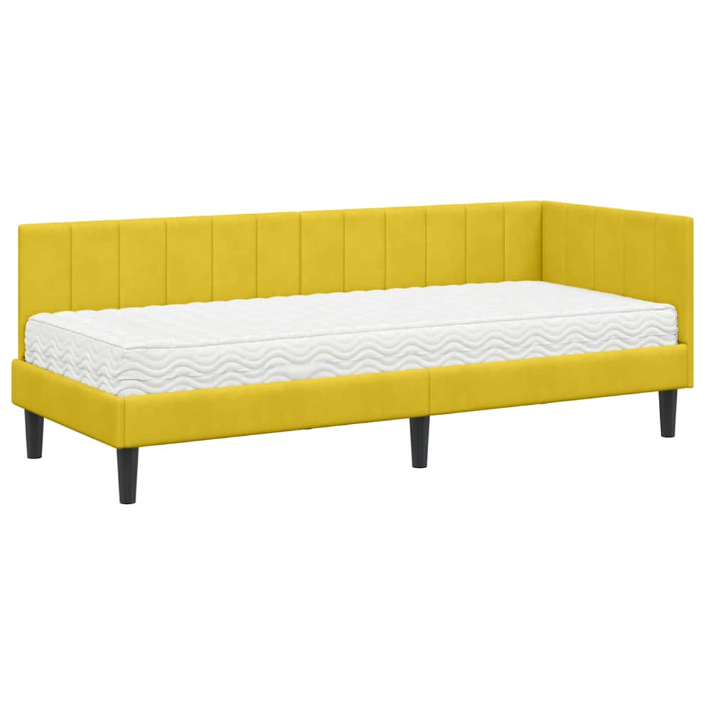 Struttura Letto Angolare con Materasso 2 pcs Giallo Velluto - homemem39