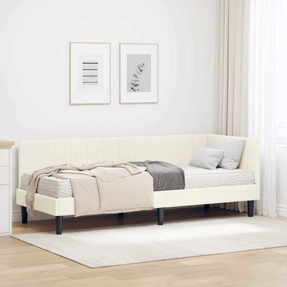 Struttura Letto Angolare con Materasso 2 pcs Crema Velluto | homemem39