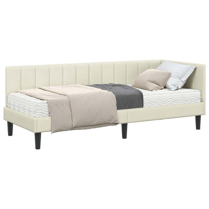 Struttura Letto Angolare con Materasso 2 pcs Crema Velluto