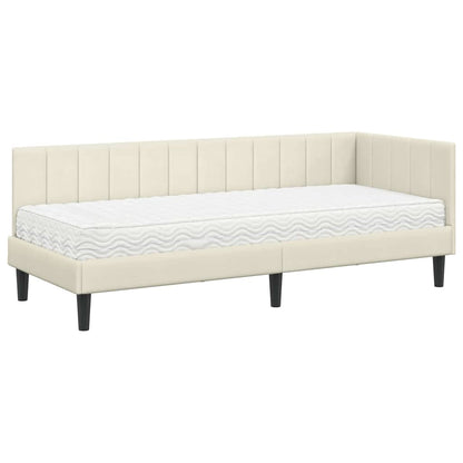Struttura Letto Angolare con Materasso 2 pcs Crema Velluto | homemem39