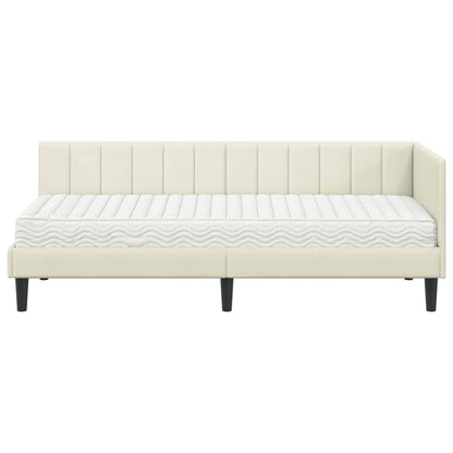 Struttura Letto Angolare con Materasso 2 pcs Crema Velluto | homemem39