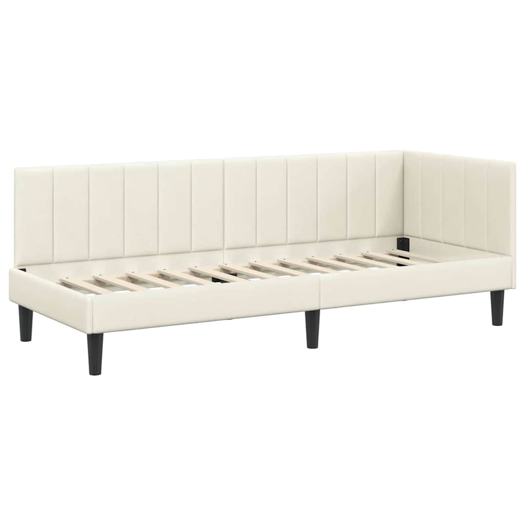 Struttura Letto Angolare con Materasso 2 pcs Crema Velluto | homemem39