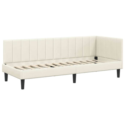 Struttura Letto Angolare con Materasso 2 pcs Crema Velluto | homemem39