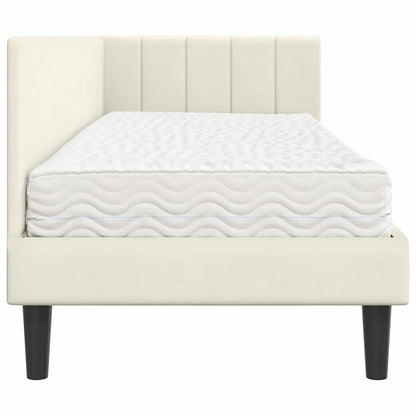 Struttura Letto Angolare con Materasso 2 pcs Crema Velluto | homemem39