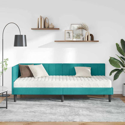 Struttura Letto Angolare con Materasso 2 pcs Turchese Velluto | homemem39