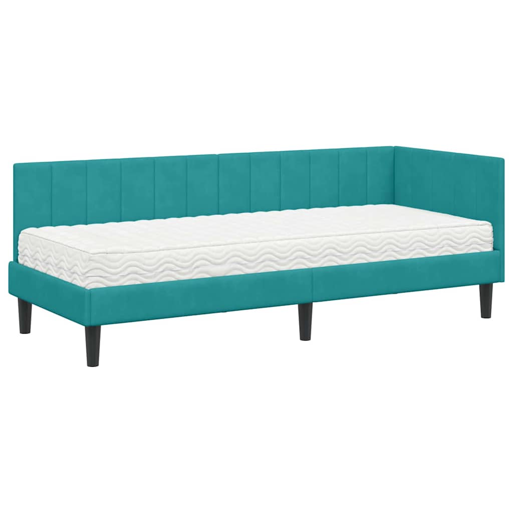 Struttura Letto Angolare con Materasso 2 pcs Turchese Velluto | homemem39