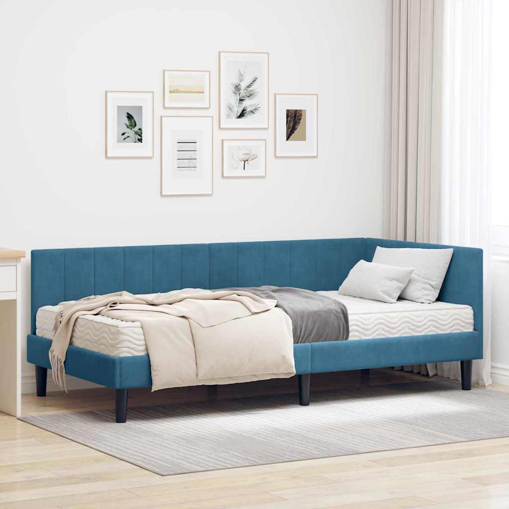 Struttura Letto Angolare con Materasso 2 pcs Blu Velluto | homemem39