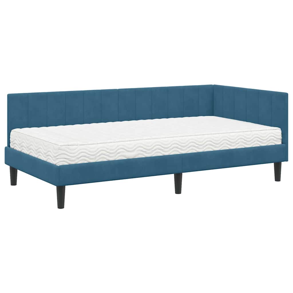 Struttura Letto Angolare con Materasso 2 pcs Blu Velluto | homemem39